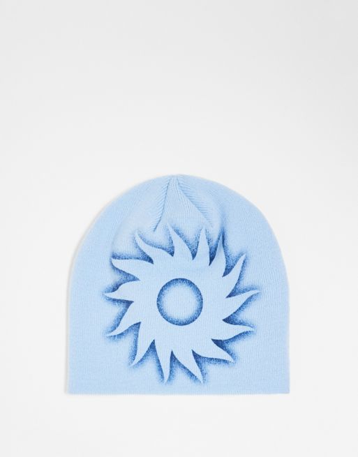 Reclaimed Vintage - Bonnet unisexe à motif crâne - Bleu