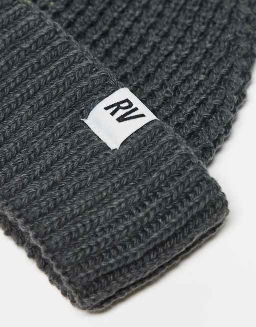Reclaimed Vintage - Bonnet unisexe d'ensemble en maille gaufrée à logo - Anthracite, 2 de 3