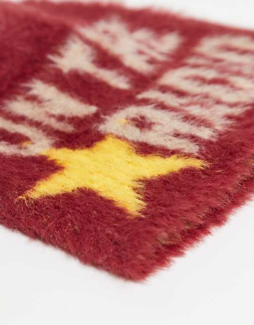 Reclaimed Vintage unisex fluffy beanie with stars in red