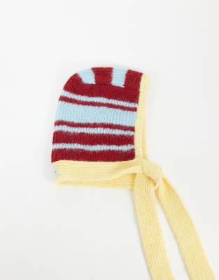 Reclaimed Vintage Bonnet With Red And Blue Stripe And Contrast Yellow Border-multi