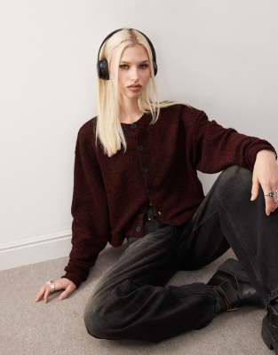 Reclaimed Vintage - Bordeaux cardigan med knapper og tekstur - view 1