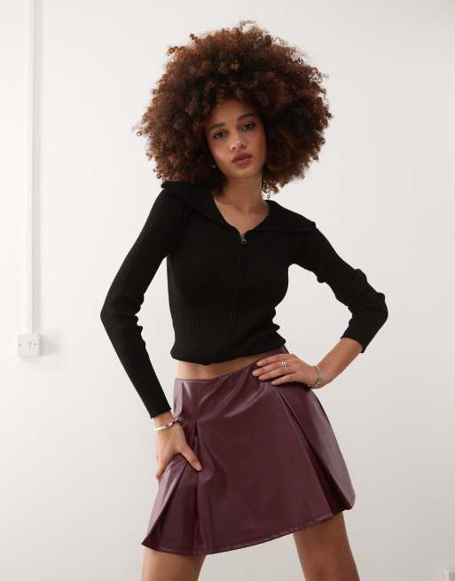 Reclaimed Vintage - Bordeauxrød skort i PU