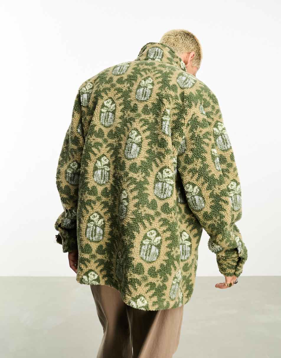 Reclaimed Vintage borg zip up printed shirt 2