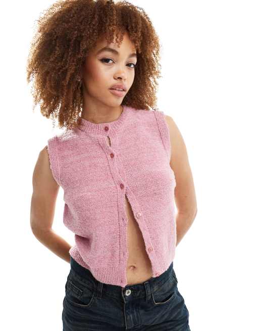 Reclaimed Vintage boucle button up tank in dusty pink