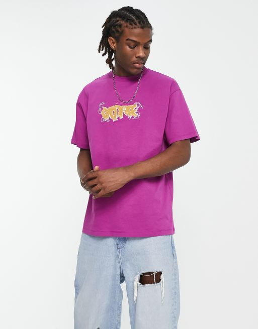 Reclaimed Vintage boucle graphic t shirt in purple ASOS