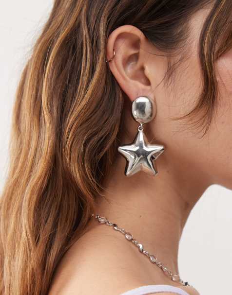 Reclaimed Vintage - Boucles d'oreilles avec pendant étoile - Argenté - view 1