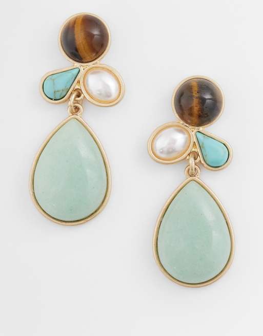 Reclaimed Vintage - Boucles d'oreilles avec pendants pierre - Doré