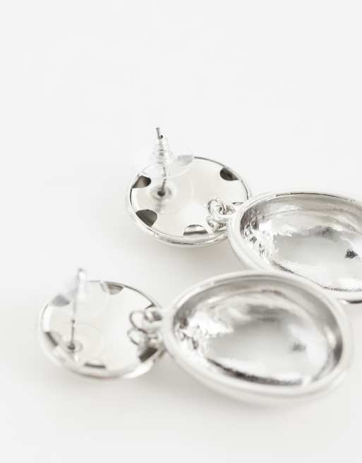 Reclaimed Vintage boucles d'oreilles clous goutte en argent, 3 de 4