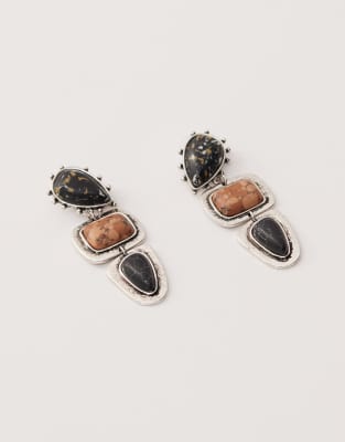 Reclaimed Vintage - Boucles d'oreilles pendantes en argent avec fausses pierres - Argenté