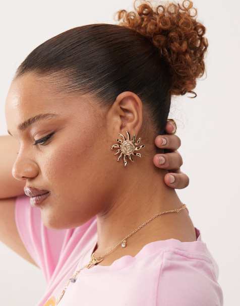 Reclaimed Vintage - Boucles d'oreilles soleil oversize - Doré - view 1
