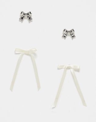 Reclaimed Vintage bow earrings 2 pack - ASOS Price Checker