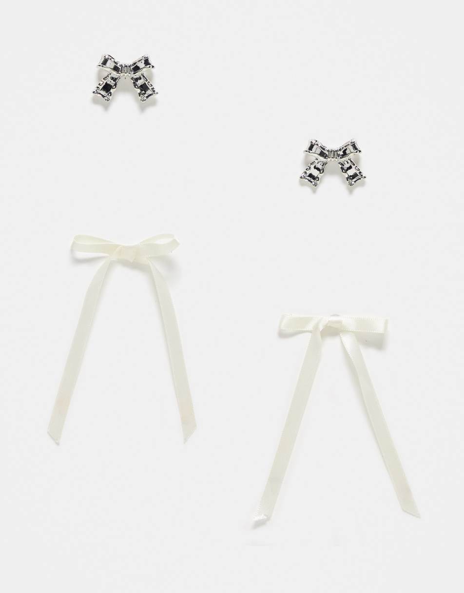 Reclaimed Vintage bow earrings 2 pack