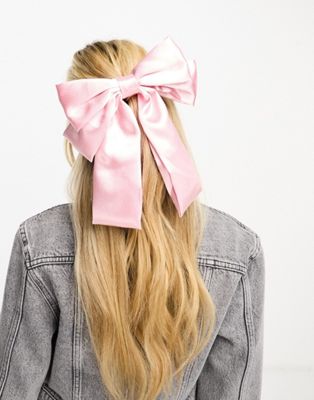 Reclaimed Vintage bow hair clip in pink