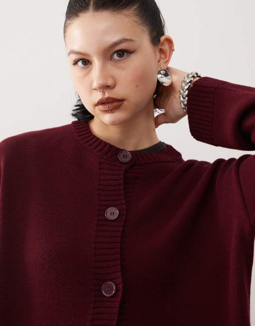 Reclaimed Vintage boxy cardigan burgundy | ASOS