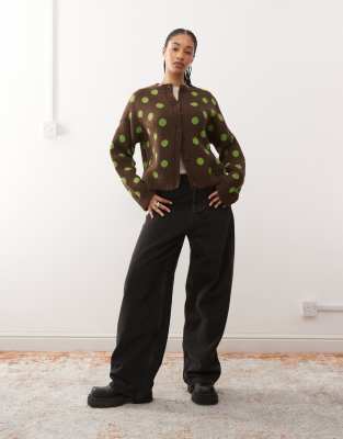 Reclaimed Vintage Boxy Cardigan In Brown