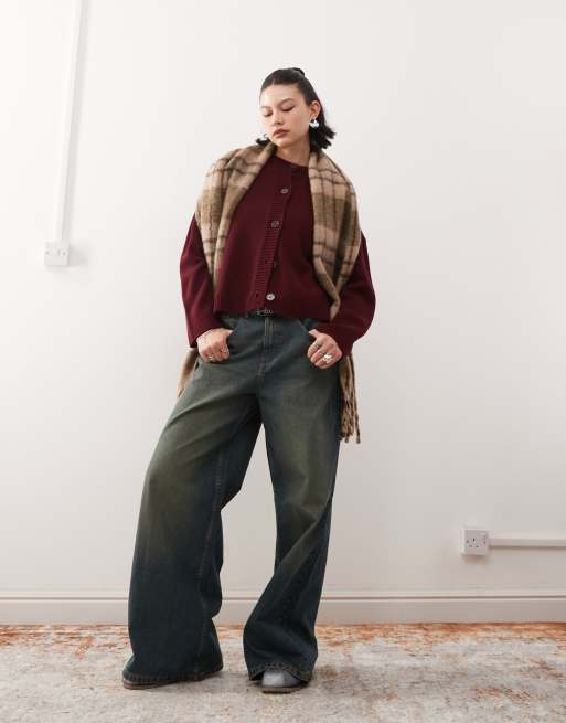 Reclaimed Vintage boxy cardigan burgundy