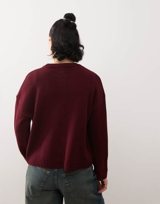 Reclaimed Vintage boxy cardigan burgundy