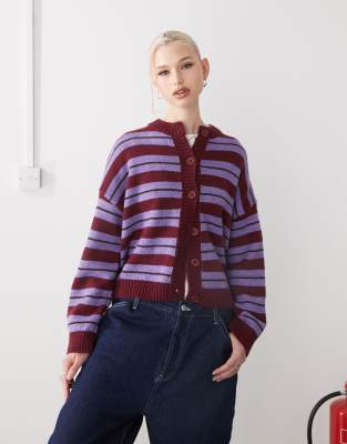 boxy cardigan in multi stripe