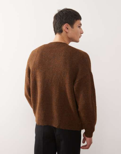 Reclaimed Vintage boxy cardigan with front pockets in brown | ASOS