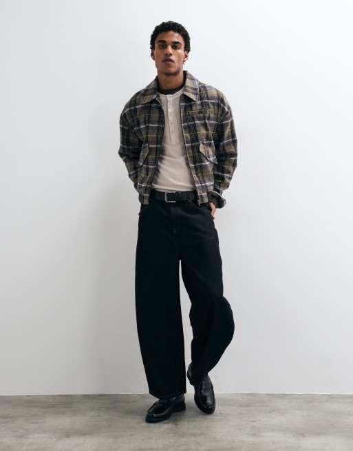 Reclaimed Vintage boxy check zip through jacket with rib cuff detail, 2 of 5