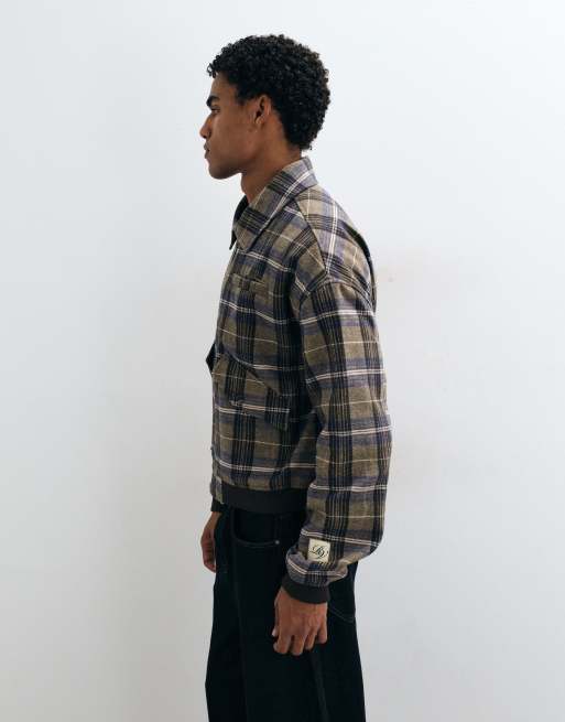 Reclaimed Vintage boxy check zip through jacket with rib cuff detail, 3 of 5