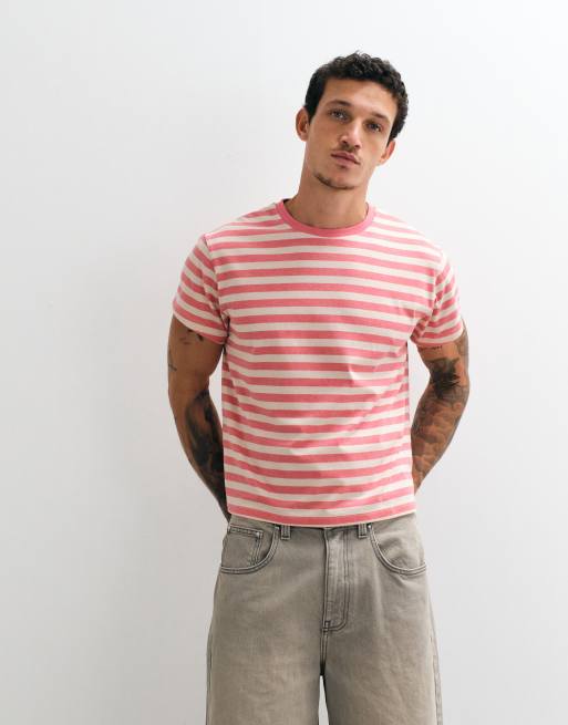 Reclaimed Vintage boxy cropped T-shirt in red stripe, 3 of 5