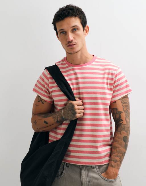 Reclaimed Vintage boxy cropped T-shirt in red stripe, 4 of 5