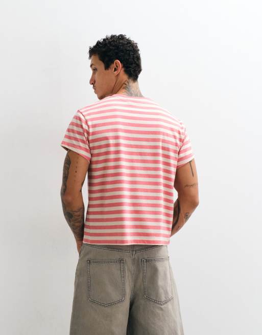 Reclaimed Vintage boxy cropped T-shirt in red stripe, 5 of 5