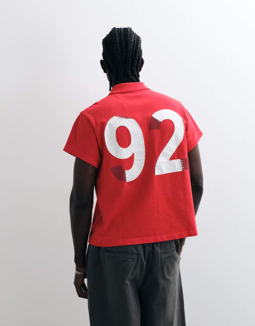 Reclaimed Vintage boxy croppet polotop i rød, 3 af 5