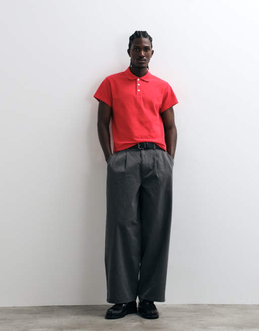 Reclaimed Vintage boxy croppet polotop i rød, 4 af 5