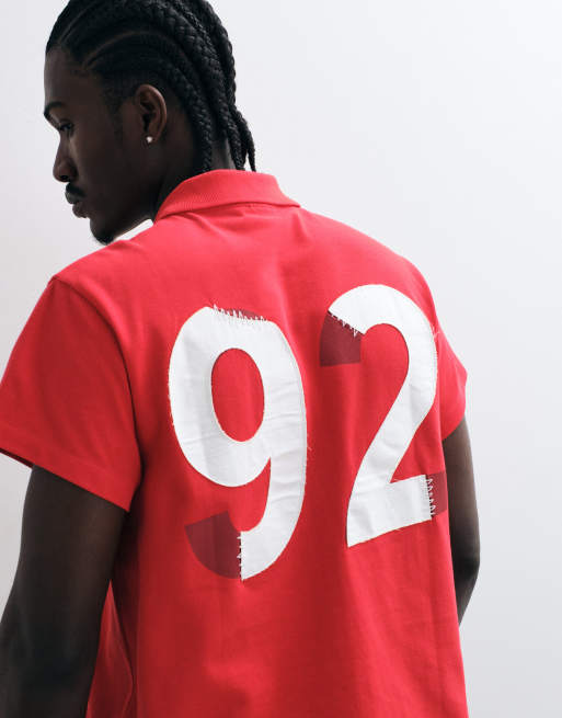 Reclaimed Vintage boxy croppet polotop i rød, 5 af 5