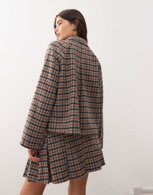 Reclaimed Vintage boxy harrington jacket co-ord in check, 3 of 4