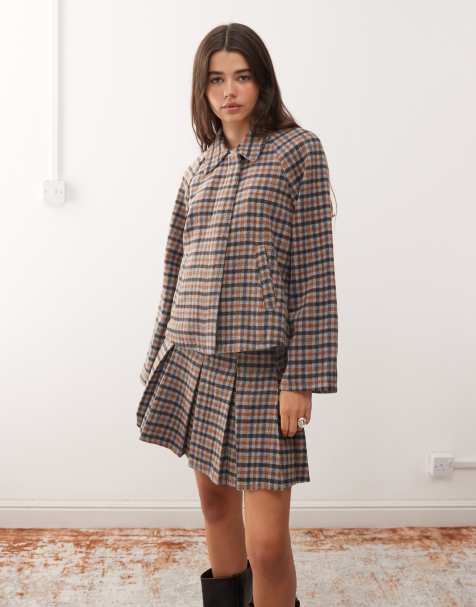 Reclaimed Vintage boxy harrington jacket in check (part of a set) - view 1