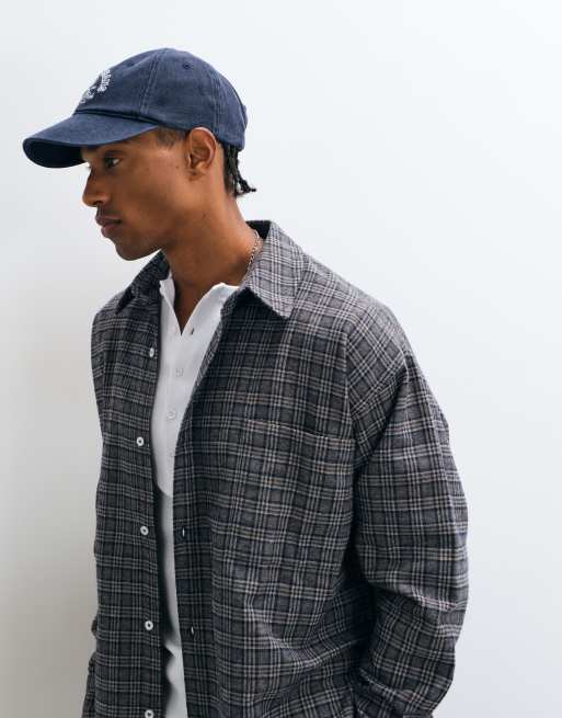 Reclaimed Vintage boxy oversized shirt in stone check, 5 of 5