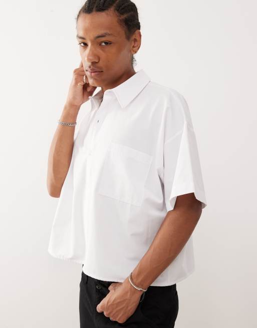 Reclaimed Vintage - Camicia squadrata bianca in popeline