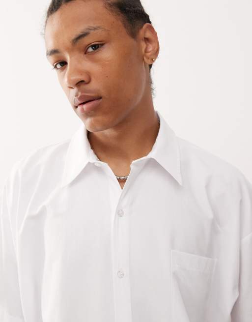 Reclaimed Vintage - Camicia squadrata bianca in popeline