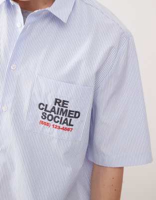 Reclaimed Vintage Boxy Short Sleeve Shirt With Embroidery