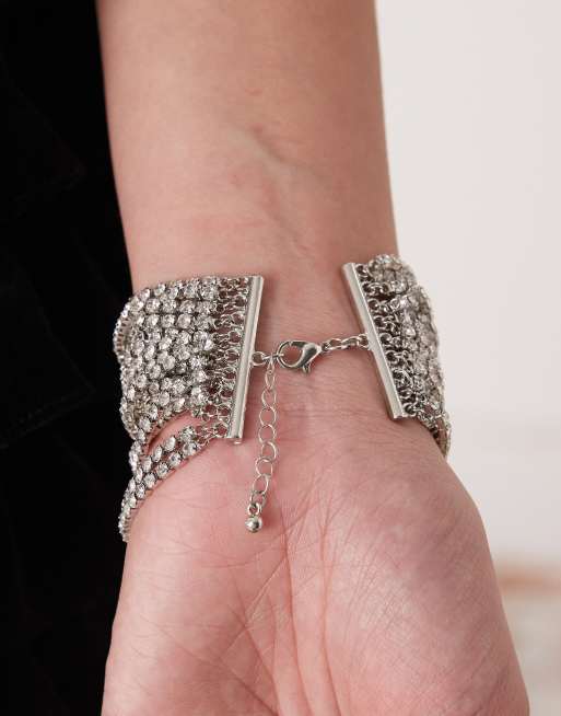 Reclaimed Vintage - Bracciale a strati con strass