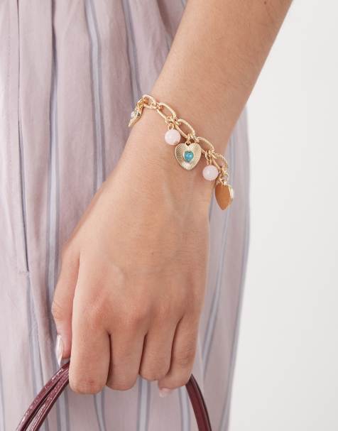 Reclaimed Vintage - Bracciale color oro con charm a cuore - view 1