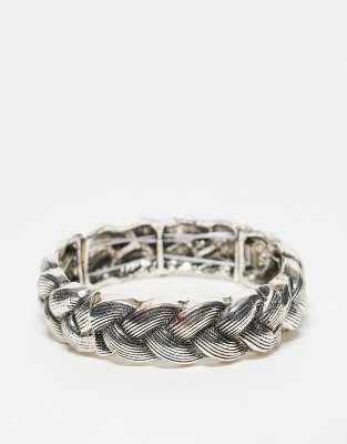 Reclaimed Vintage - Bracciale rigido unisex stile western color argento brunito