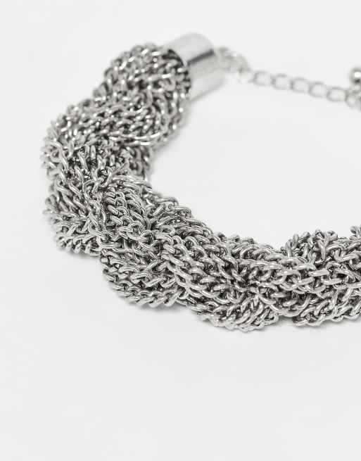 Reclaimed Vintage - Bracciale spesso unisex argentato, 2 di 3