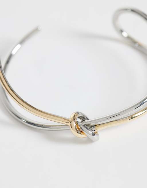 Reclaimed Vintage - Bracciale unisex in metallo misto oro e argento, 2 di 3