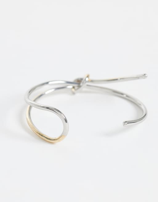 Reclaimed Vintage - Bracciale unisex in metallo misto oro e argento, 3 di 3