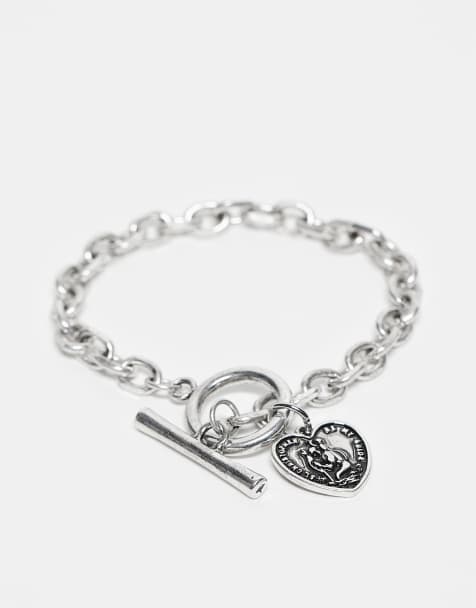 Reclaimed Vintage - Bracelet unisexe à charm cœur - Argenté poli - view 1