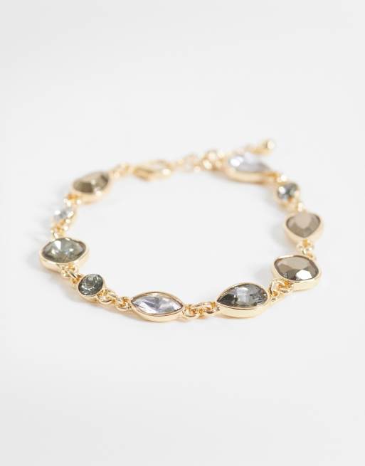 Reclaimed Vintage - Bracelet unisexe en pierres précieuses - Doré