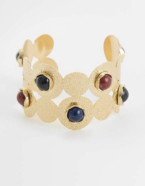 Reclaimed Vintage - brazalete dorado con piedra decorativa - view 1