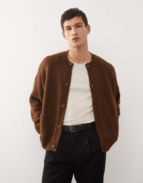 Reclaimed Vintage – Brązowy pudełkowy kardigan z kieszeniami z przodu - view 1