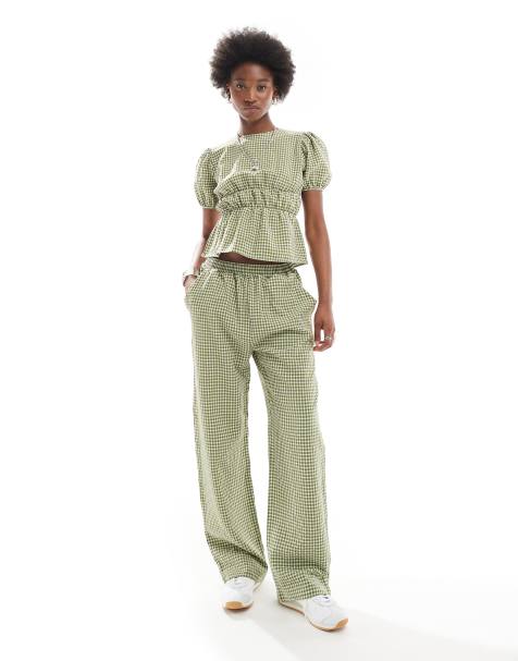 Reclaimed Vintage - Broek co-ord set met groene gingham ruit - view 1