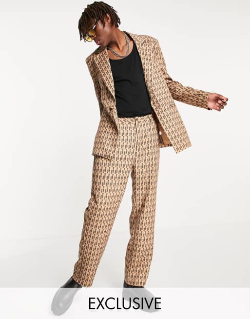 Reclaimed Vintage - Broek met rechte pijpen en monogramprint