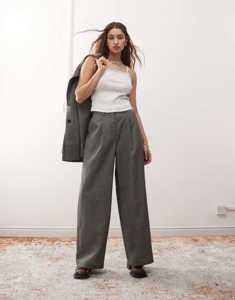 Reclaimed Vintage - Broek met wijde pijpen en krijtstreep - view 1